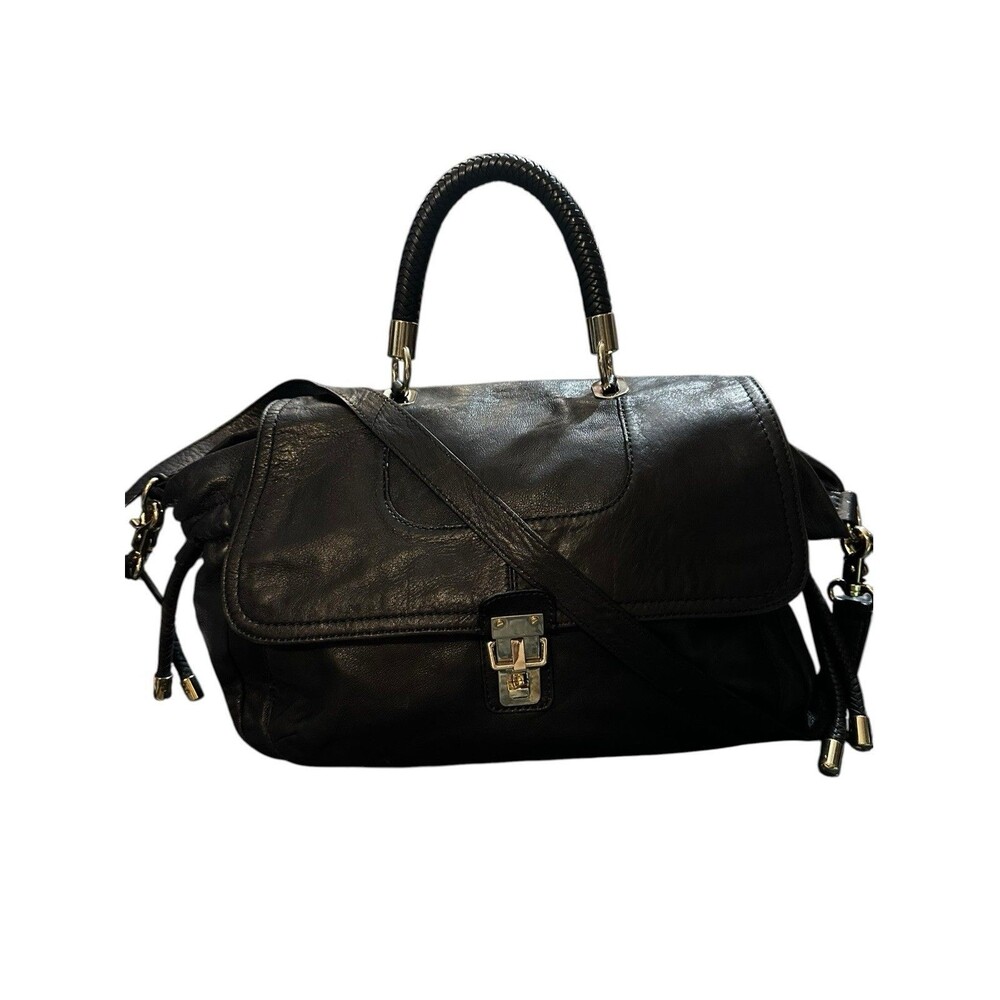 Banana Republic Vintage Italian Lambskin Leather Satchel Handbag/Crossbody Black